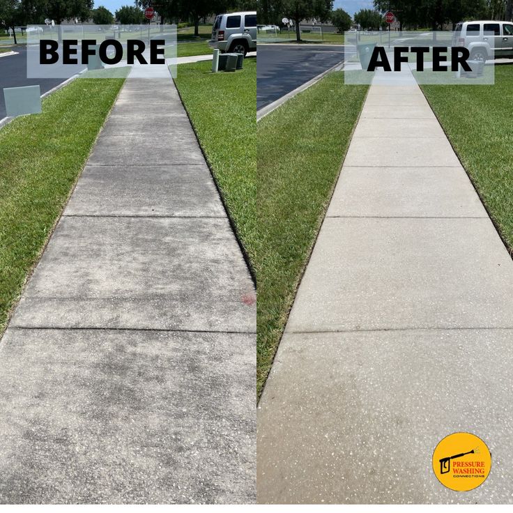 Pressure washing driveway example